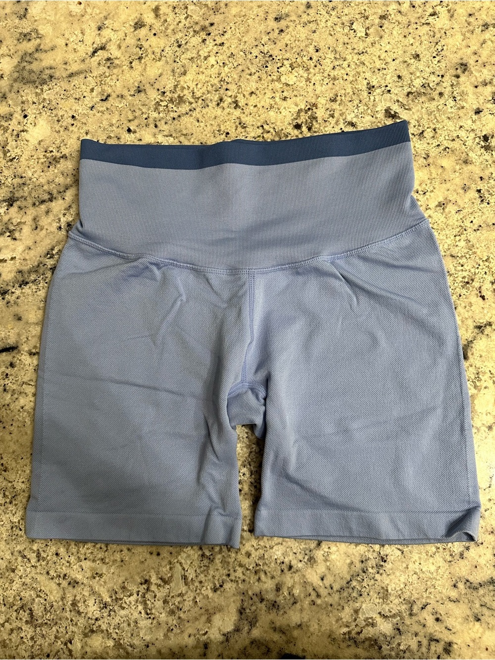 Target Women's Light Blue Athletic Bike Shorts with Dark Blue Waistband
